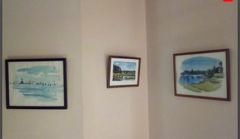 Three Framed Original Watercolors By Jean Fitzgerald - Showcasing Life Around The Water