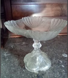 Tall Pressed Glass Vintage  Compote Dish Has Wonderful Designs
