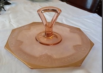 Beautiful Vintage Pink Depression Glass Pastry Platter