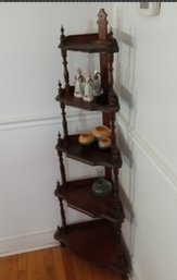 Vintage Five Level Corner Display Stand With Beautiful Details And Finials