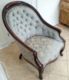 Beautiful Vintage Lounge Chair With Lovely Silk Fabric