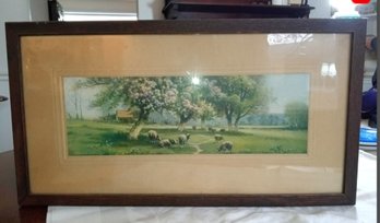 Vintage Framed Print Of Sheep In A Meadow - By Robert Atkinson Fox Circa 1908