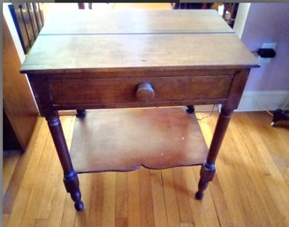 ANTIQUE Solid Wood Table With Drawer And Shelf Below For Extra Space