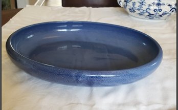 Large Weller Pottery Deep Blue Glazed Serving Bowl / Or Flower Planter