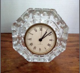 Working Clock Piece For Table In Beautiful Pressed Glass