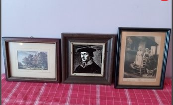 Two Lovely Prints ,and One Ceramic Tile With The Image Of An Italian Nobleman