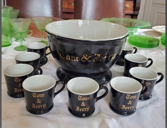 Vintage Hall Tom & Jerry Punch Bowl & 9 Punch Cups