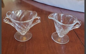 Vintage Heisey Glass Personal Sugar Bowl & Creamer