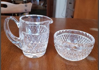 Vintage Waterford Crystal Of Ireland Sugar Bowl & Creamer Pitcher