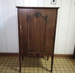 Beautiful Antique Sheet Music Cabinet With Walnut Finish & Five Shelves