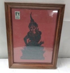 Lovely Vintage Thailand Themed Paper Cutting Framed Art With Stamp    KF - WA-B