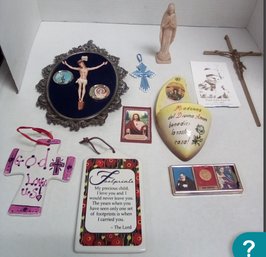 Religious Items Lot Adds A Spiritual Accent To Your Spaces - Hangings, Statue, Crosses & More  C4