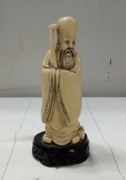 Finely Carved & Polished Vintage Resin Statue Of Chinese Deity Shou Lao, God Of Longevity    C4