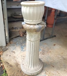 Vintage Cement Pedestal With Planter