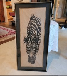 Beautiful Vintage Framed Print Of Zebra Hand Signed By The Artist