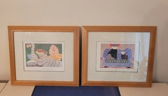 Great Pair Of Framed Prints By The Artist Laura Fiume