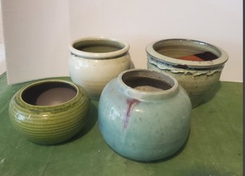 Four Green Glazed Lovely Planters