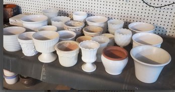 23 White Planters - Pottery & Vintage Milkglass