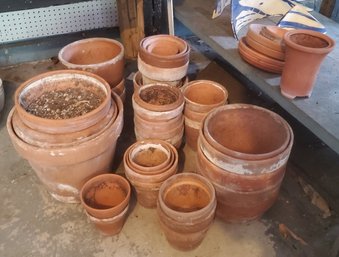 Humongous Lot Of Terracotta Planter Pots ( 46 ) & Some Drip Trays