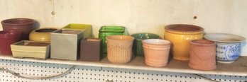 Assortment Of 14 Planters- Pottery , Terra Cotta & Glass