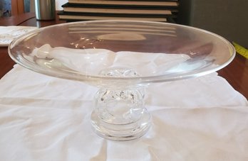 Vintage Steuben Crystal Art Glass Scroll Pedestal Centerpiece Bowl - Signed