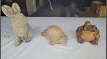 Three Beautiful Stone Statues  Bunny ,turtle  Frog