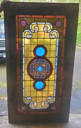 Deep Colors Antique Leaded Stained Glass Door/ Window   69 1/2' Tall X 37 12' Wide