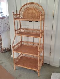 Vintage Wicker Shelf Unit With 4 Storage Or Display Shelves