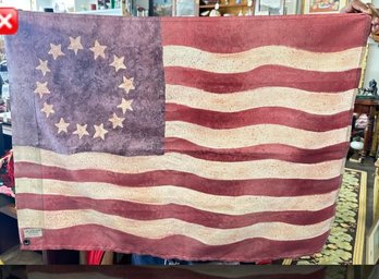 Primitive Style AMERICAN FLAG 13 Stars ~ Mary Lou Troutman Yard Banner LizS-E3