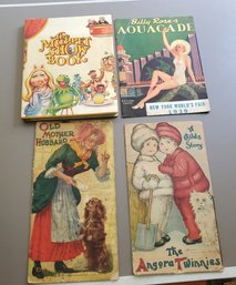 Four  Childrens Books - 1915 Angora Twins, Old Mother Hubbard, NY World's Fair 1939, The Muppet Show Book