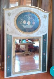 Beautiful LARGE Vintage Mirror  - Lovely Art Work- Beveled Glass In A Lovely Gold Colored Frame With Flowers!