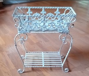 Beautiful Two Piece Antique Wrought Iron Planter And Stand