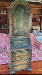 Vintage Secretary Desk With Lovely Hand Paintings Of Venice, Italy