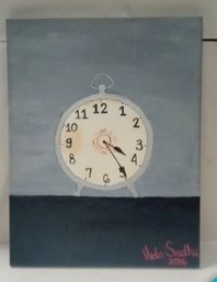 Nice Oil On Canvas Painting Signed By The Artist - Vida Sadhu 2016 Of A Clock.   BB/ WA A