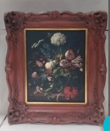 Beautiful Framed Print Of Flowers In A Decorative Deep Set Frame.  LIZ S / WA B