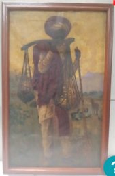 Beautiful Oil On Canvas Painting Of A Shepherd, Signed By The Artist Frank Brooks  KS / WA D