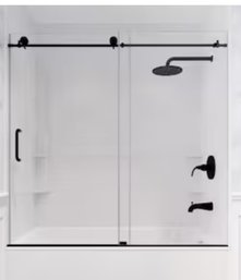 ANZZI Don Series 59-in To 60-in W X 62-in H Frameless Sliding Matte Black Alcove Bathtub Door (Clear Glass)