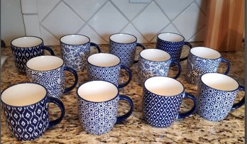 12 New In Boxes & Rich In 6 Exciting Blue Patterns Selamica Ceramic Coffee Mugs & Boxes