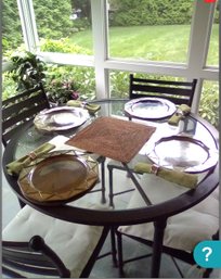 All Pottery Barn- 4 Chargers,  8 Each Woven Square & Round Placemats,  8 Green Linen Napkins & 16 Napkin Rings