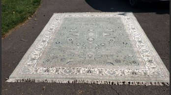 Beautiful Vintage Pakistan Persian Celedon Wool Rug 12 Feet X 9 Feet