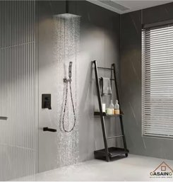 CASAINC Matte Black Waterfall Built-In Shower Faucet System