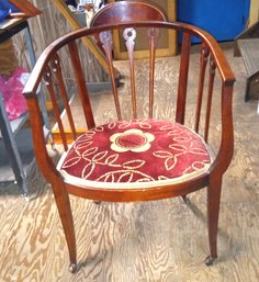 Beautiful Antique Wooden Frame Arm Chair With Cushion Seat .  BH / WA