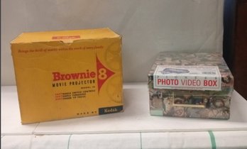 Beautiful Vintage Kodak Brownie Movie Projector,and A Photo Storage Box Holds 1000 Photos.   NC/ CVB