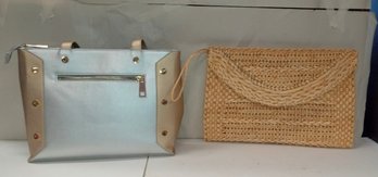 Two Beautiful Purses One Wicker And The Other Silver And Gold Colored By  Sondra Roberts. Dom C /A2