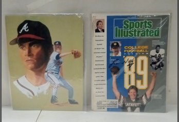 Great Vintage Sports Illustrated Magazine: A Signed Lou Holtz 1986, 2 Prints: Al Kaline , Tom Galvin   LP/C2