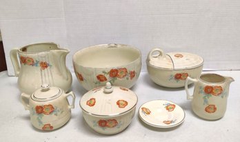 Vintage Lot Of 7 Pieces Of Hall's Orange Poppy Superior Quality Kitchenware, Made In U.S.A             SW/B5