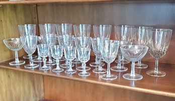 Large Lot (25) Vintage ( 1940s ) French Crystal & Clear Wine & Cocktail Glasses