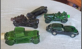 5 Vintage Rare Avon After Shave / Cologne Glass Car Bottles- A 1926 Bugatti & A Jaguar !!