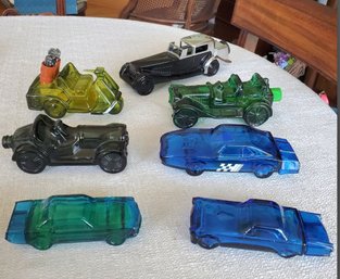 7 Vintage Rare Avon Cologne Car Bottles - Features A '64 Mustang & A '55 Thunderbird