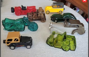 8 Vintage Rare Avon Deep Woods After Shave Bottles - Race Motorcycle & Cars. A Rolls Royce & A Jaguar!